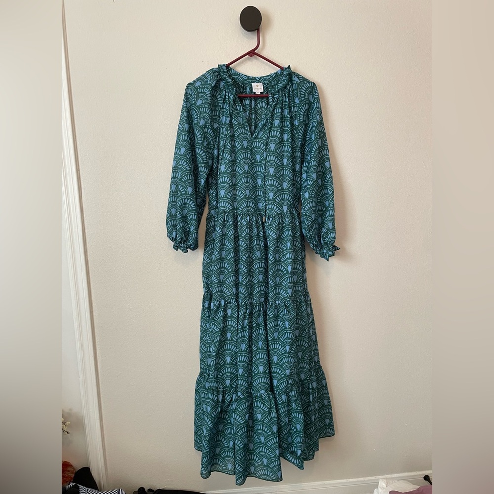 Teal Long Sleeve Maxi Dress